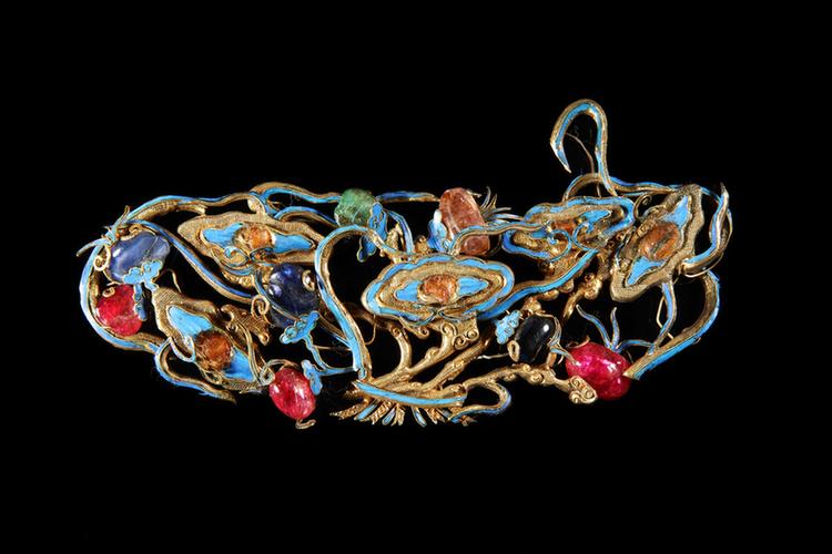 银镀金嵌宝石钿花