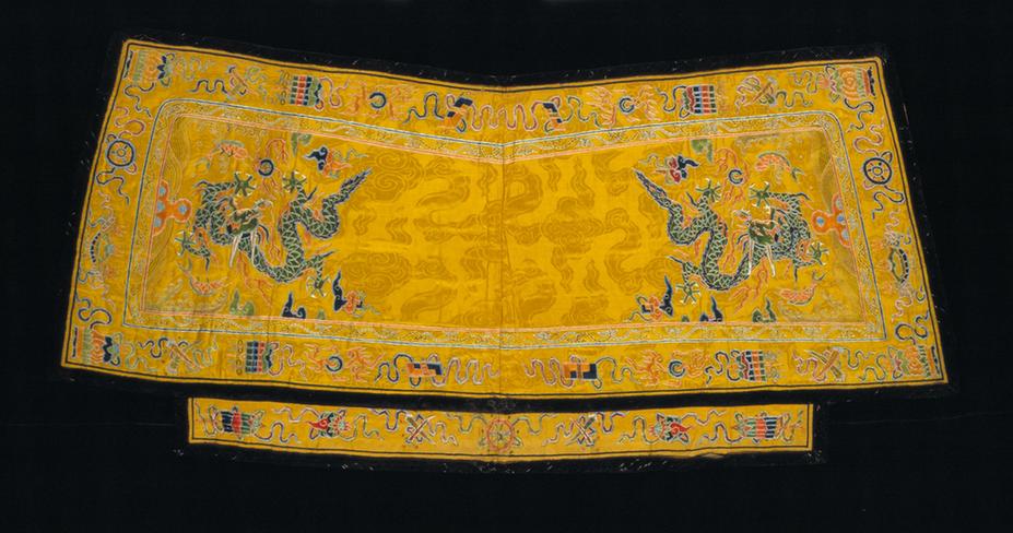 黄色缎绣云龙八宝纹鞍韂