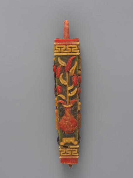 五彩博古图方蜡