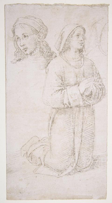 Perugino--Study of a Kneeling Youth and of the Head