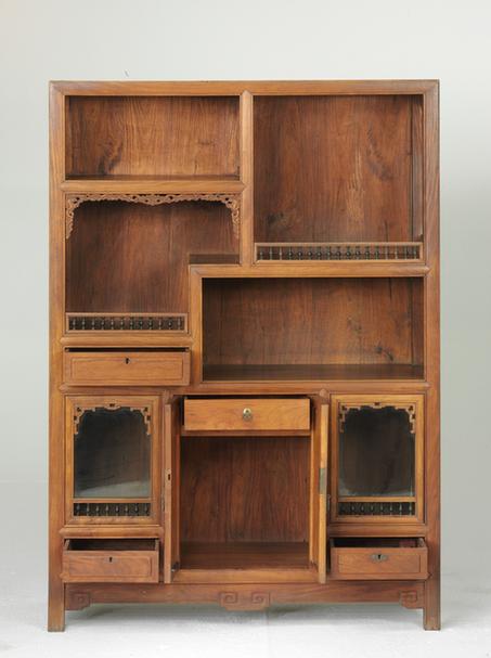 黄花梨木嵌玻璃多宝格