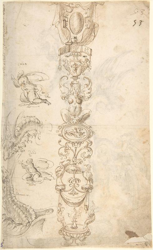 attributed to Andrés de Melgar--Column of Grotesques with Dragons and Kneeling