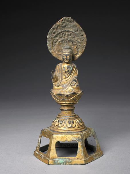 铜鎏金佛坐像