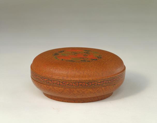 嘉靖款犀皮漆开光花卉纹圆盒