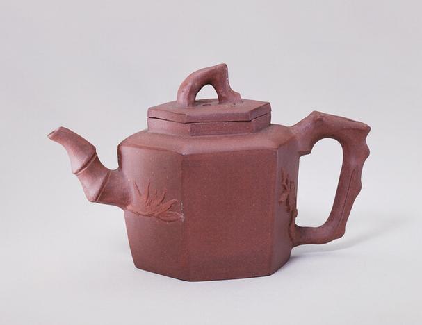 宜兴窑紫砂六方竹节茶壶