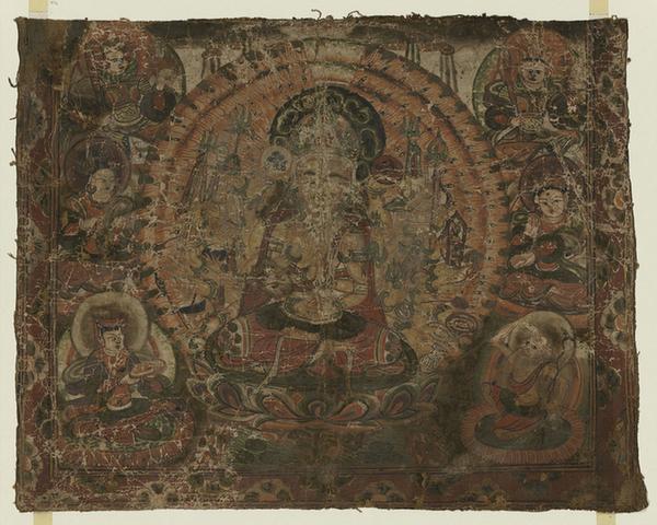 壁画P.4518彩绘千手千眼观音观音图