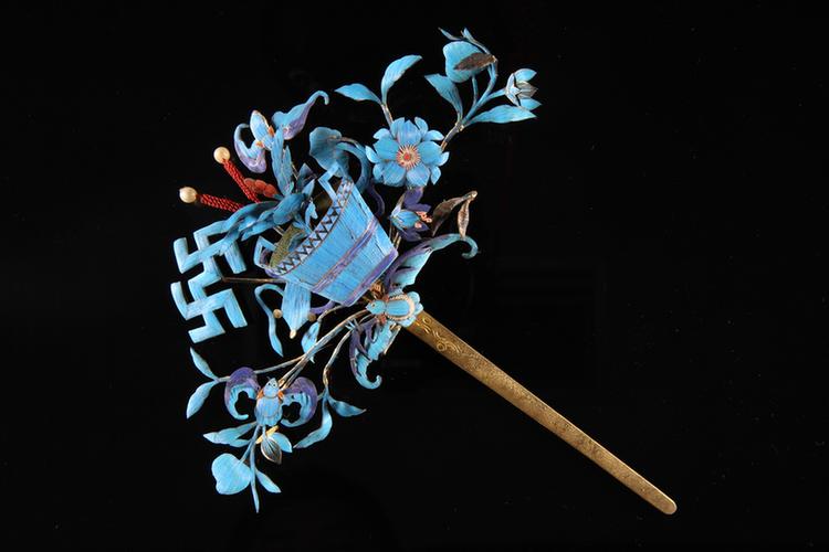 点翠平安福寿如意纹头花