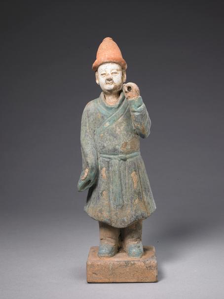 琉璃绿釉男立俑