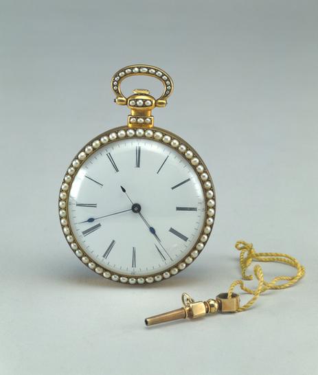 镶珠珐琅溪山双鹅图怀表