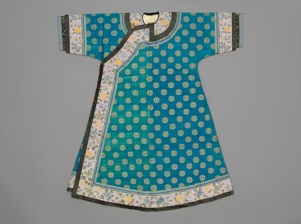 绿色缂金团寿纹上羊皮下灰鼠皮衬衣