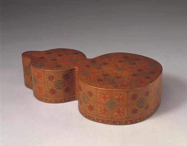 描彩漆福寿纹葫芦式盒