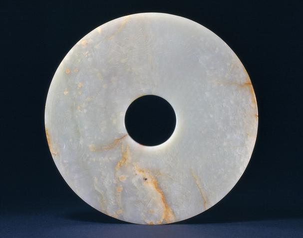 青玉兽面蒲纹璧