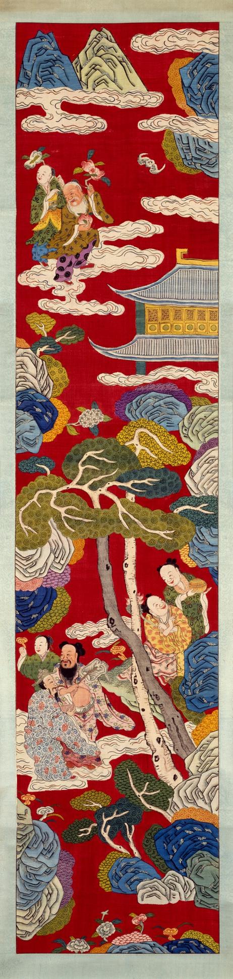 缂丝群仙庆寿图轴