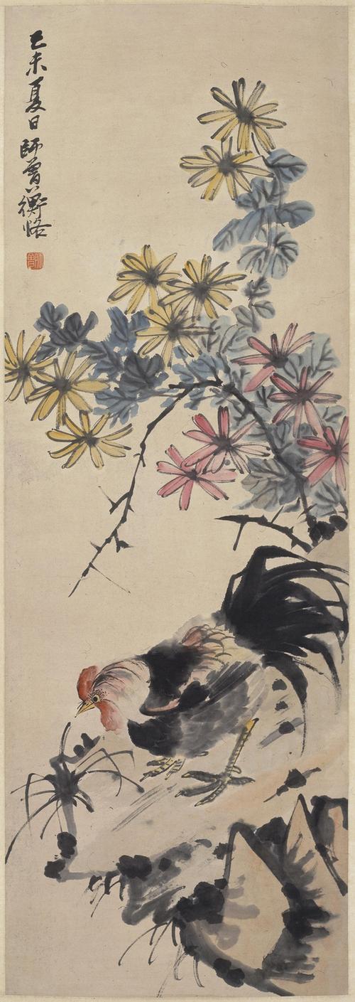 鸡菊图轴