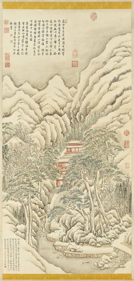 镇海寺雪景轴
