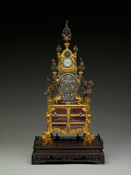 铜镀金镶玛瑙转花表