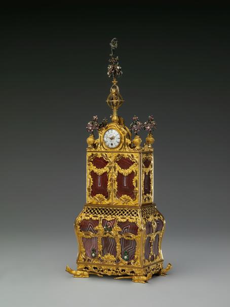 铜镀金嵌玛瑙乐箱转风轮转花表