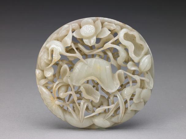 青玉透雕鹭鸶莲花纹嵌件