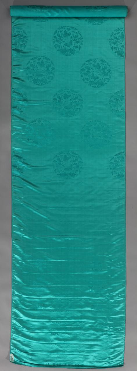 绿色蝶报满堂纹暗花缎