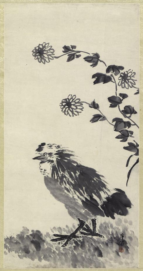 鸡菊图轴