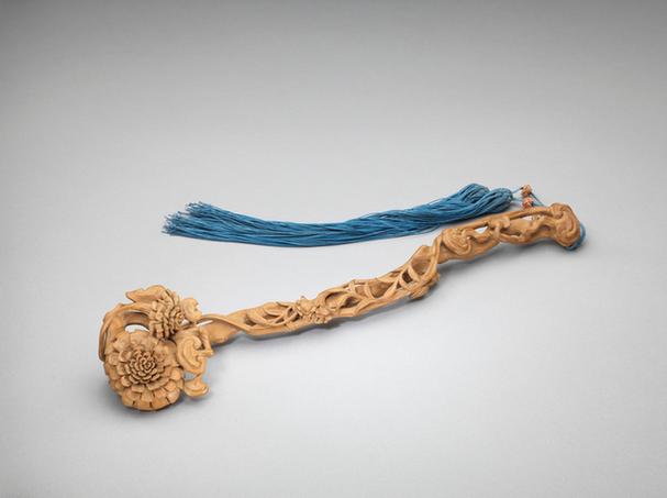 木雕九九如意-菊花纹如意