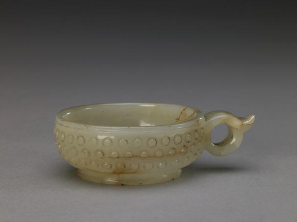 青玉乳丁纹单耳杯