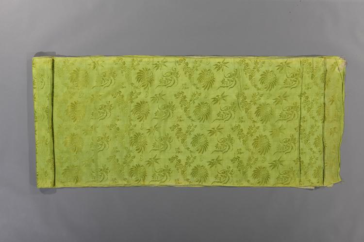 葱绿色梅兰竹菊纹花绸