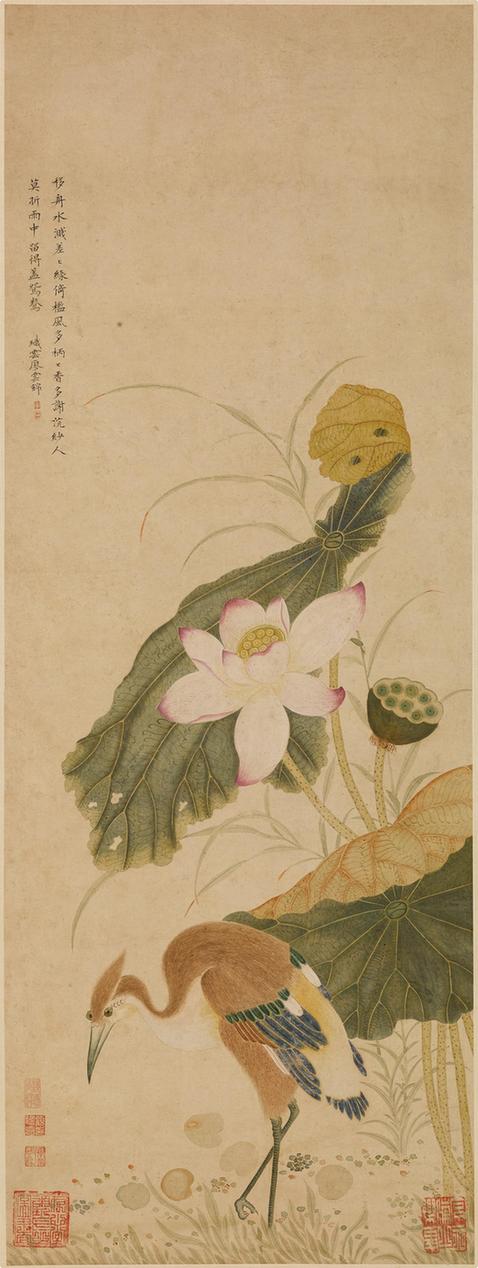 荷花鸳鸯图轴