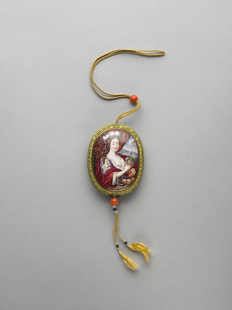 镶画珐瑯西方仕女镜