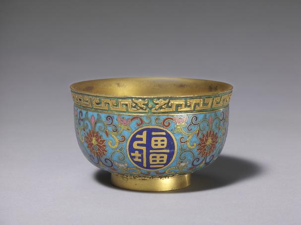 掐丝珐琅万寿无疆碗