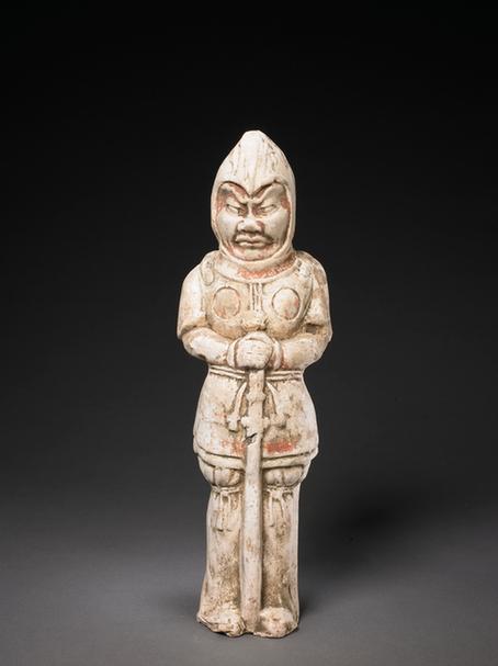 陶画彩武士俑