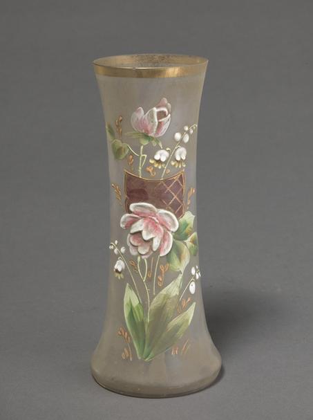 白玉玻璃彩画花插