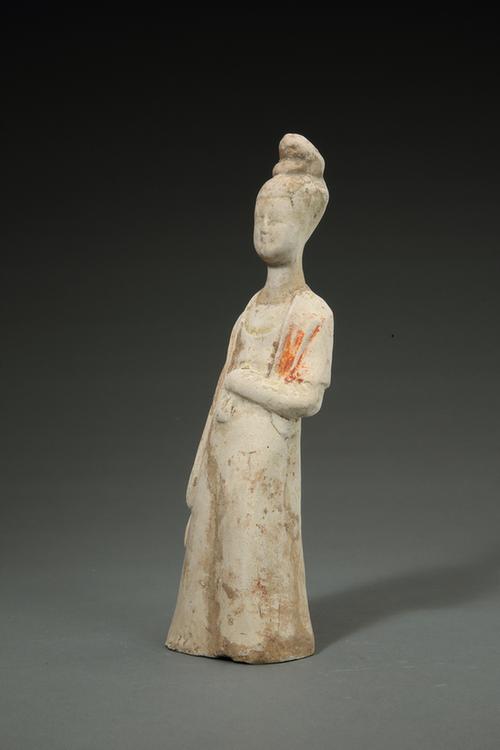 陶画彩女立俑
