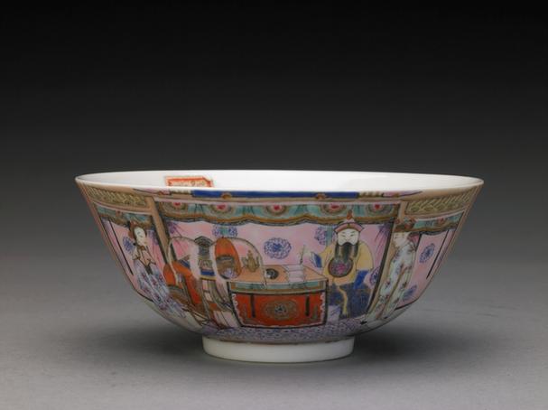 退思堂款粉彩戏剧图碗