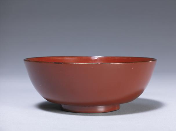 黑漆描金缠枝莲团锦纹成份餐具-酱色碗