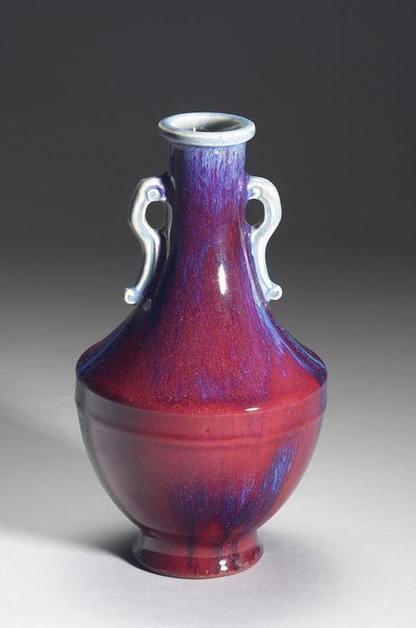 仿钧窑变釉双耳瓶