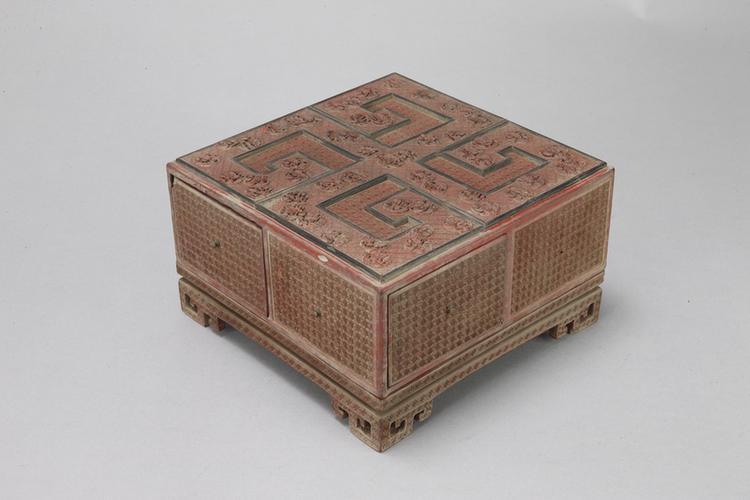 剔红锦地花果暗八仙纹方匣