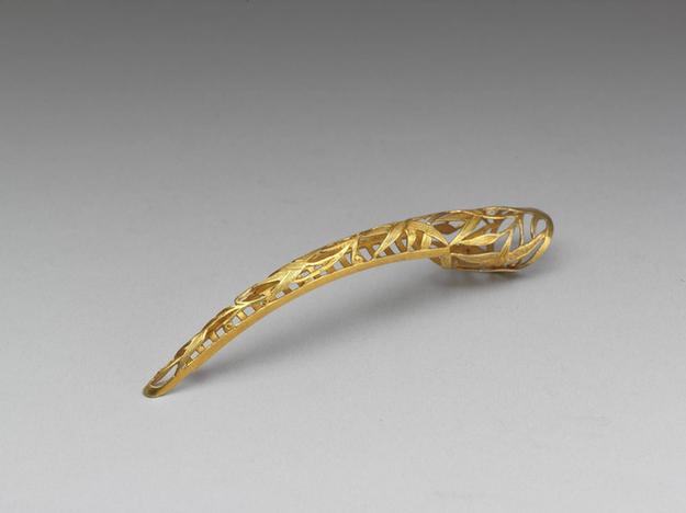 镂空竹叶纹鎏金指甲套