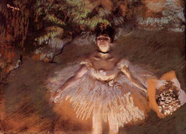 Dancer Onstage with a Bouquet - circa 1876 - Private collection - pastel