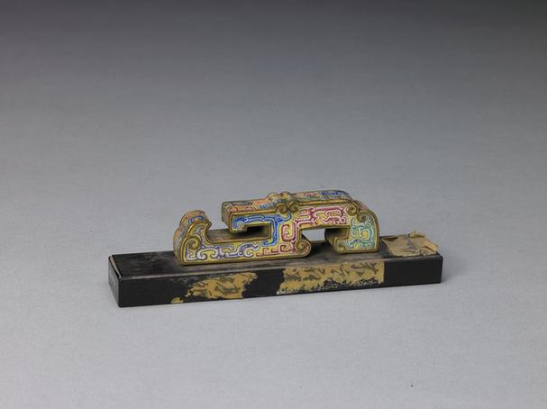 紫檀木嵌画珐琅镇纸