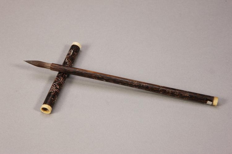 各式御制花卉诗管紫毫笔-棕竹管蕙兰花诗笔