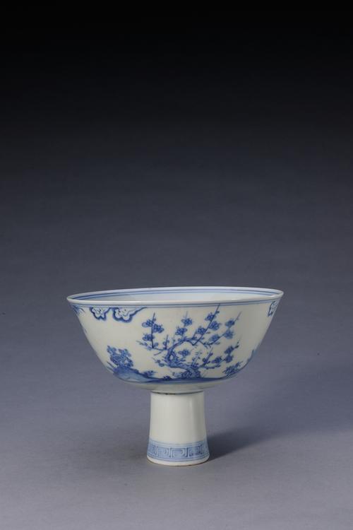 青花松竹梅图高足碗