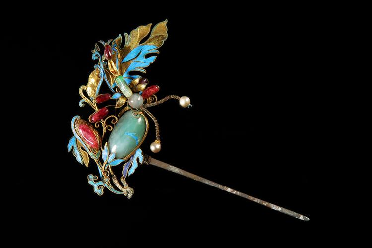 银镀金蜻蜓纹簪