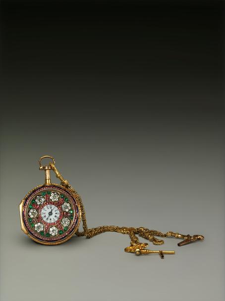 铜镶烧蓝嵌料钻花怀表