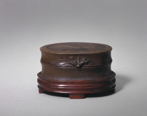 宜兴窑紫砂竹节式印泥盒