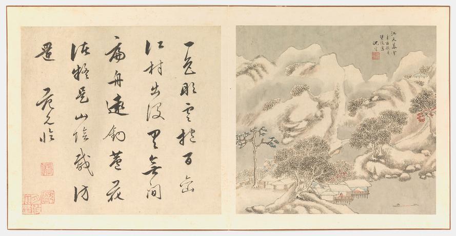 江天暮雪图页