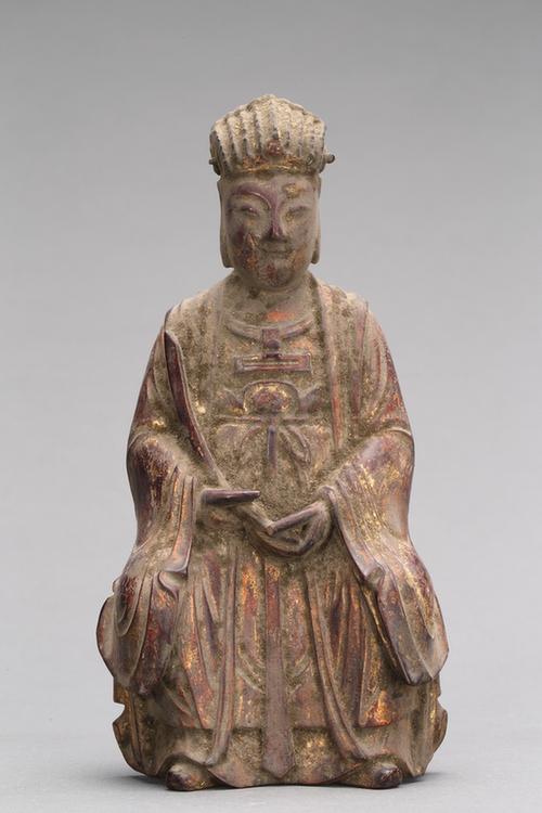 木雕贴金持物文吏坐像