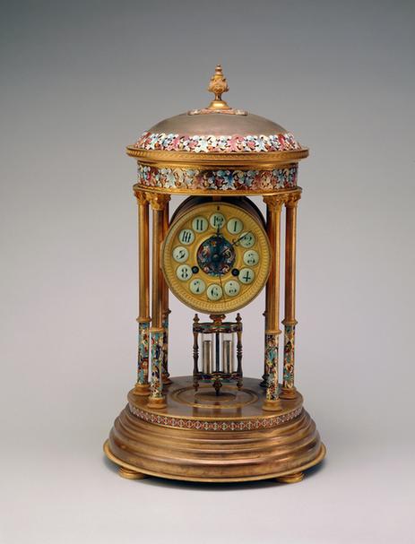 铜镀金嵌珐琅亭式钟