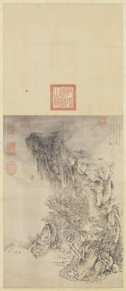 寒山石溜图轴