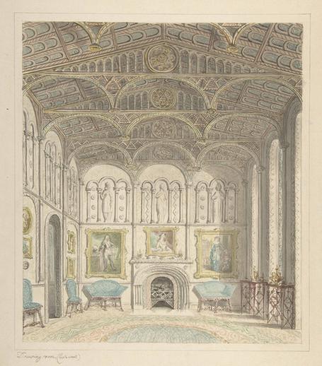 Attributed to John Carter--Drawing Room of Lea Castle, Looking West